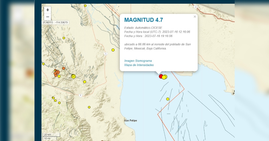 Reporta Protección Civil de Baja California sismo magnitud 4 7 en San