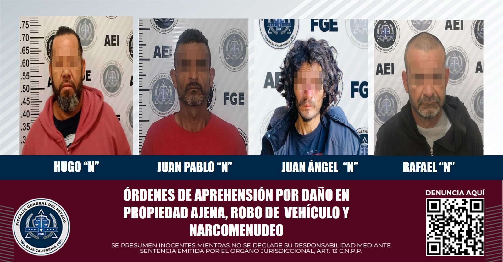 Detienen agentes investigadores de la FGE a cuatro prófugos de la