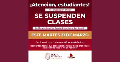 Suspenden clases este martes 21 de marzo en BC por pronstico de lluvias