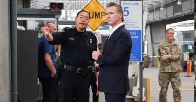 Gobernador Newsom en el puerto de entrada de San Ysidro