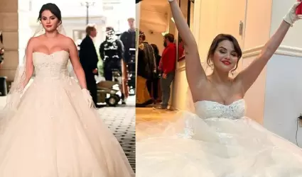 Selena Gomez con vestido de novia