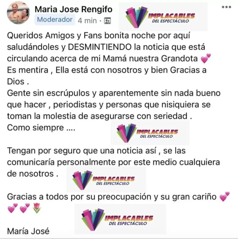 La hija de la cantante desmintió la noticia.