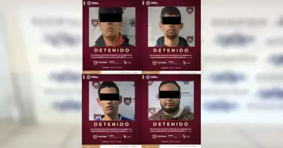 4 j�venes con arma, cartuchos y chaleco antibalas