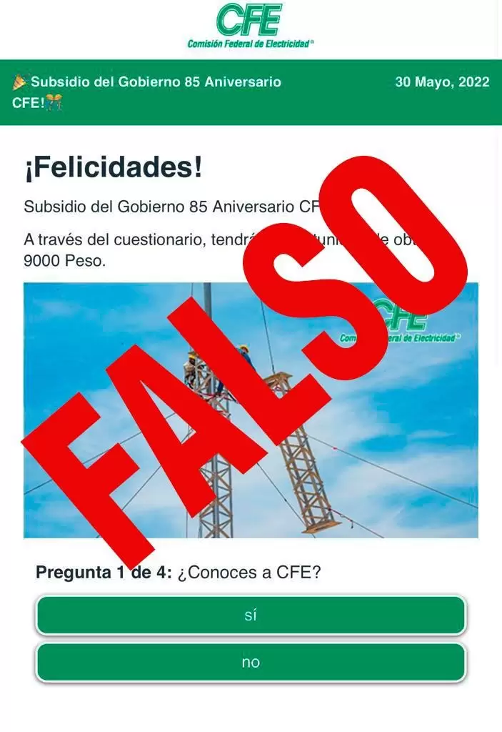 Estafa a nombre de CFE