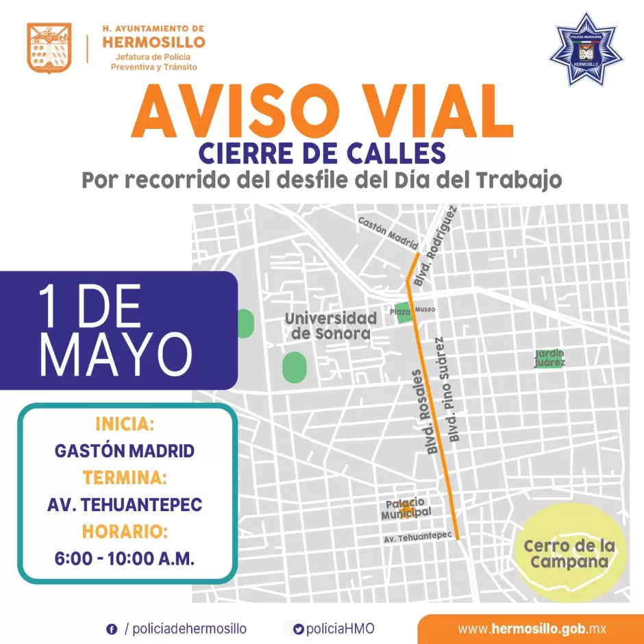 Recorrido del desfile del Da Del Trabajo