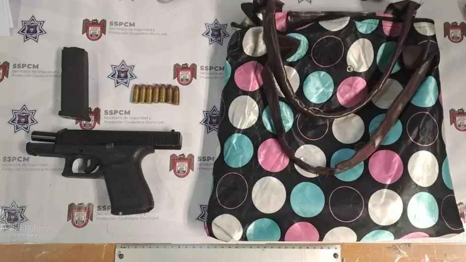 Bolsa con arma y balas