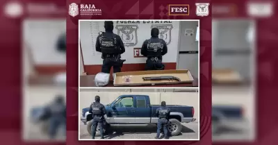 Arma de fuego y droga en auto abandonado