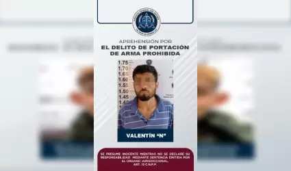 Arrestan a sujeto por portacin de arma prohibida