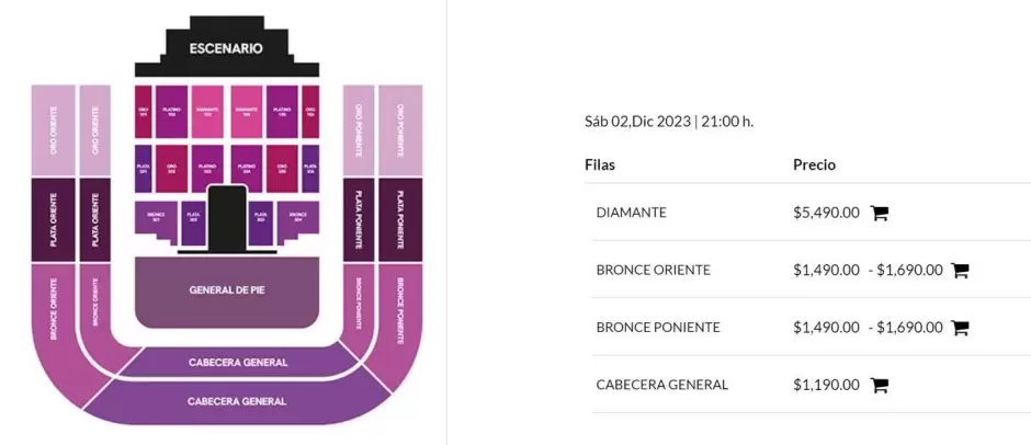 Precios boletos Luis Miguel Tour.