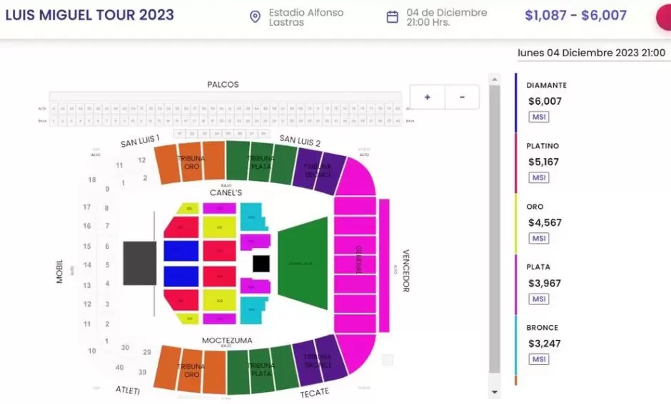 Precios boletos Luis Miguel Tour.