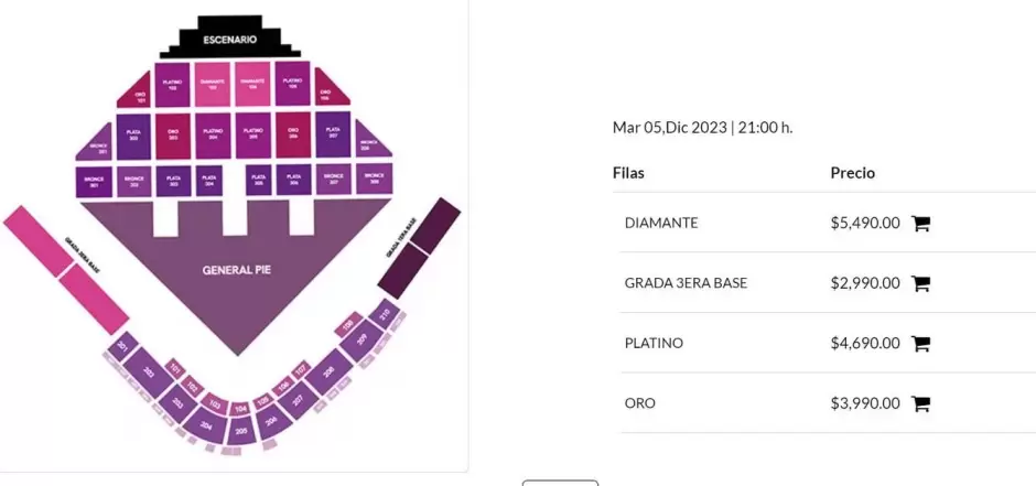 Precios boletos Luis Miguel Tour.