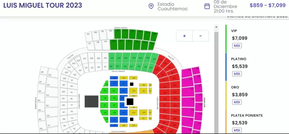 Precios boletos Luis Miguel Tour.