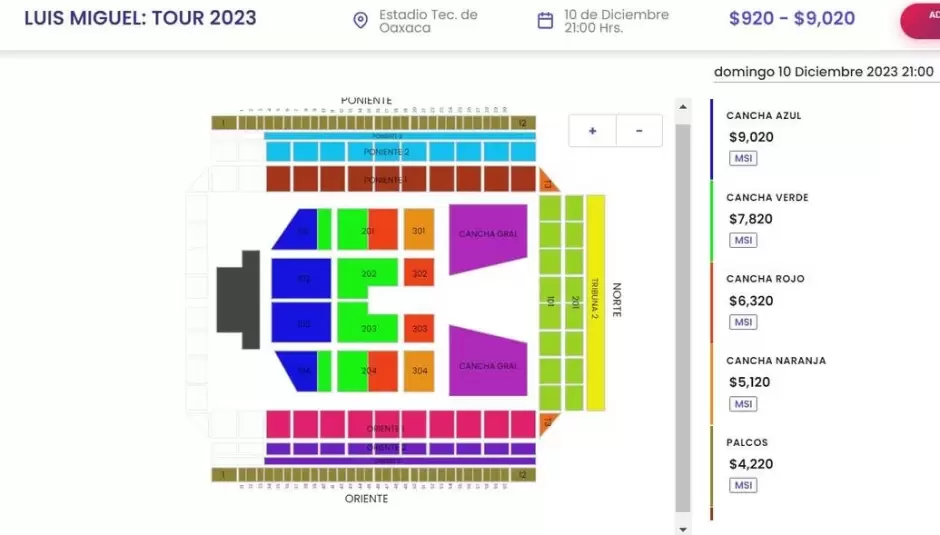 Precios boletos Luis Miguel Tour.