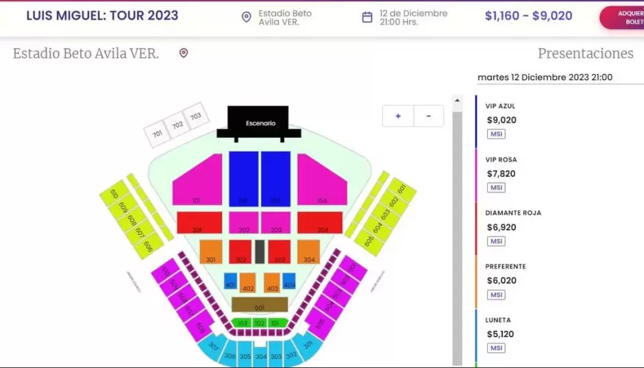 Precios boletos Luis Miguel Tour.