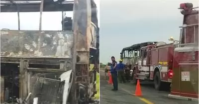 Incendio de autobs en Matamoros.