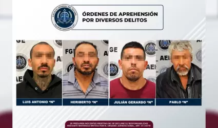 Aprehenden 4 sujetos con ordenes de arresto