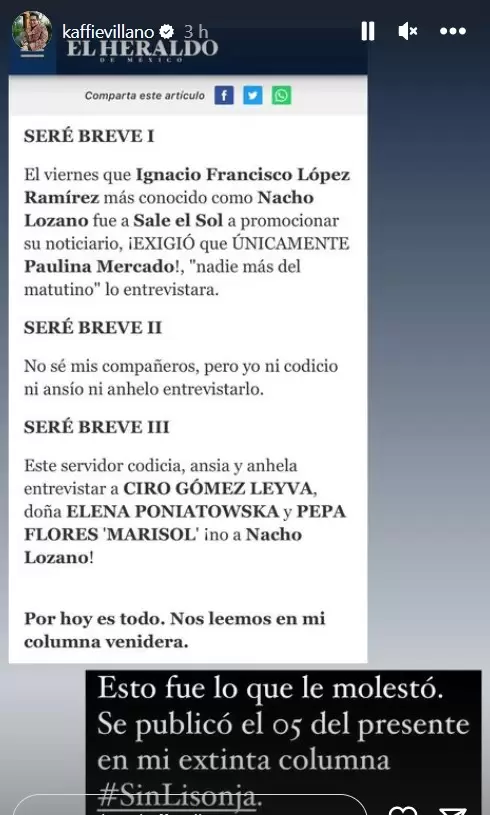 El periodista expuso las exigencias del conductor.