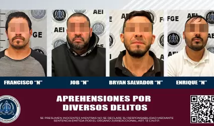 4 hombres detenidos por diversos delitos