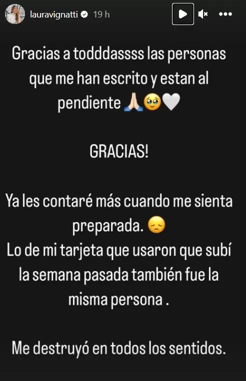 Laura Vignatti comparti en redes sociales que fue violentada.