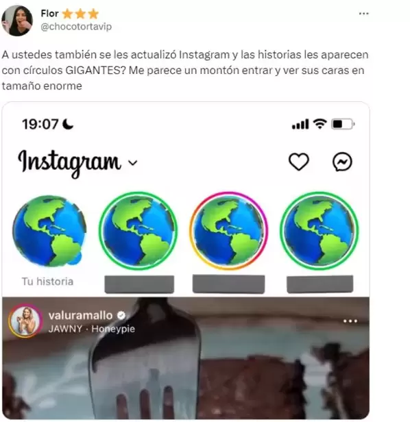 usuarios reportan iconos de historias enormes