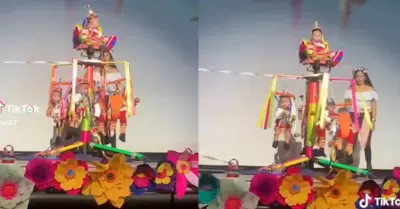 Bebs recrean tradicin de Voladores de Papantla