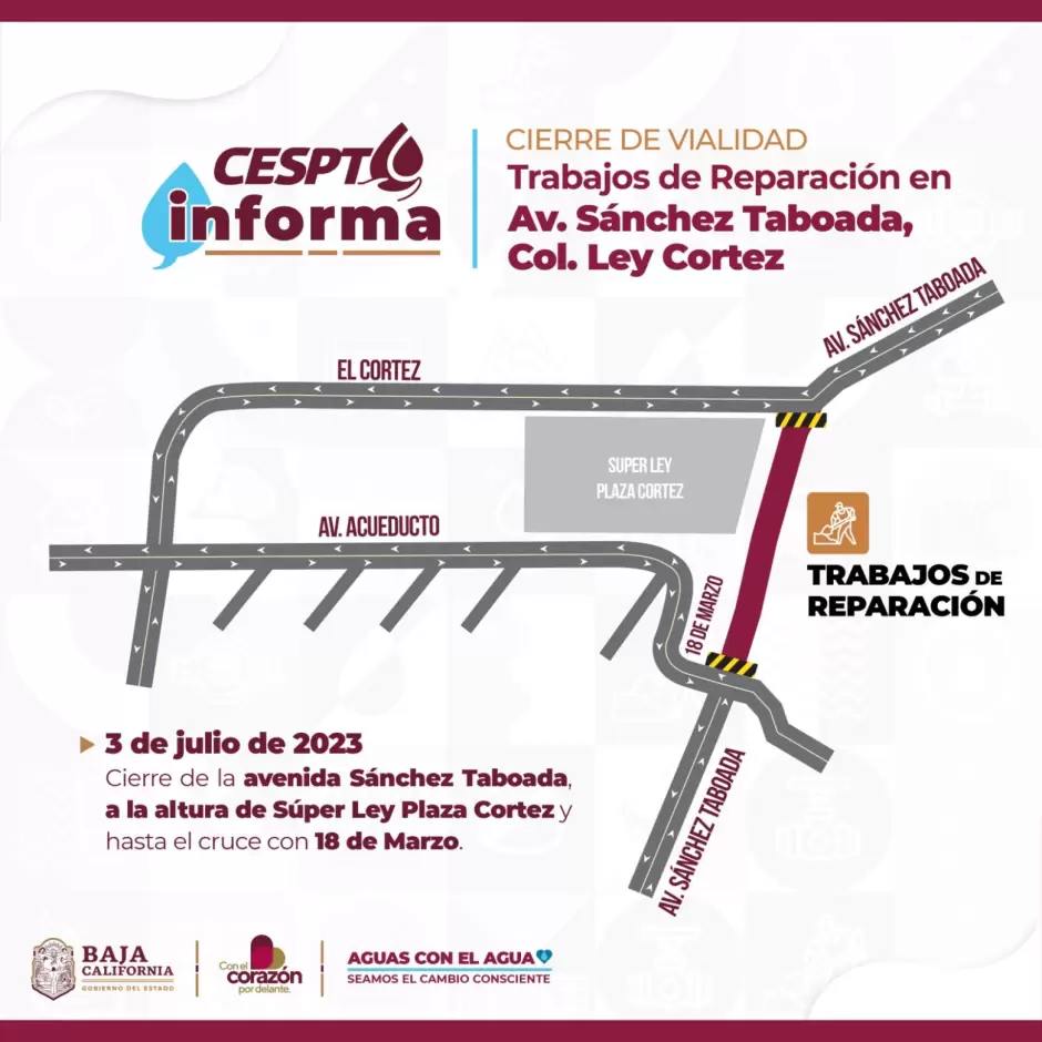 Anuncia CESPT rutas alternas en dos puntos de la rehabilitación del acueducto Florido- Aguaje