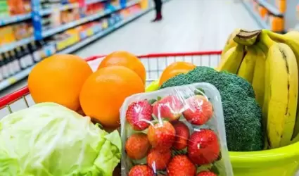 Frutas y verduras en carrito de mandado