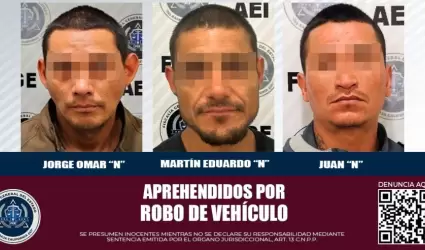 3 arrestados por robo de vehculo