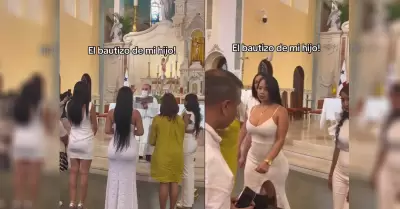Mujer causa pol�mica en bautizo