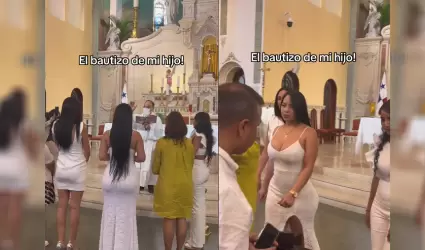Mujer causa pol�mica en bautizo