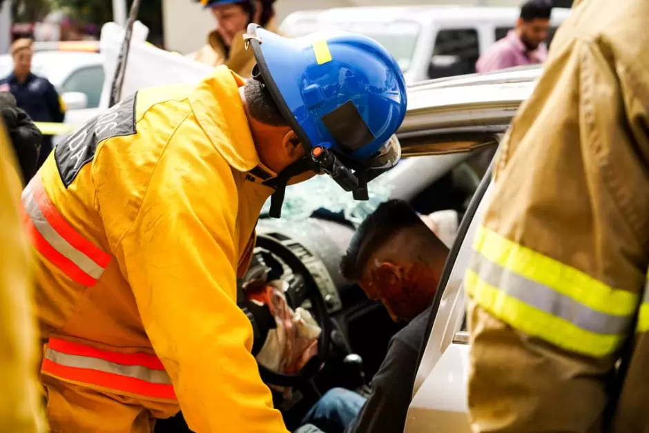 Simulacro de accidente vehicular