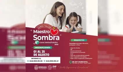 Abierta la convocatoria para el 6to. Taller Maestro Sombra en DIF Ensenada
