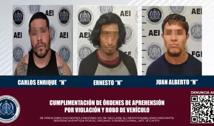 Detenidos violacin y robo de vehculo