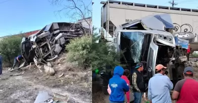 Tren embiste camin de pasajeros en Quertaro