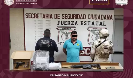 Decomisa FESC armas de fuego y droga en Mexicali; hay un detenido
