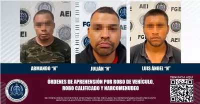 3 detenidos por robo y narcomenudeo