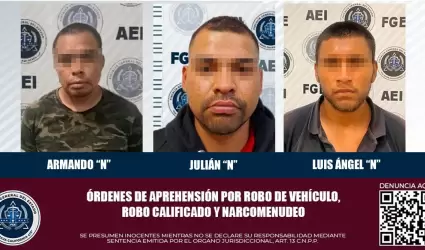 3 detenidos por robo y narcomenudeo