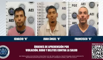 Detenidos por violacin, robo y delitos contra la salud