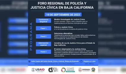 Invita Gobierno de Ensenada al Foro Regional de Polic�a y Justicia C�vica en BC
