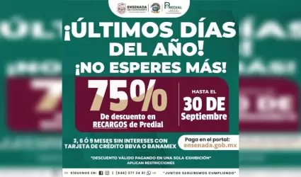 �ltima semana para obtener 75% de descuento en recargos de predial
