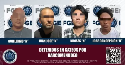 La FGE detiene a cuatro personas durante cateos por narcomenudeo