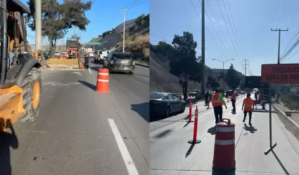 Cierran carril de circulacin en libramiento Rosas Magalln por reparaciones