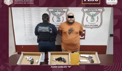 Detienen a dos hombres con armas y drogas en Mexicali