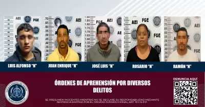 5 personas con orden de aprehensin