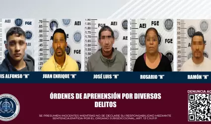 5 personas con orden de aprehensin