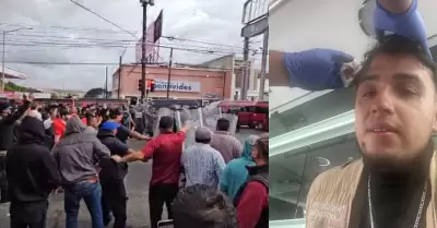 Taxistas rojo y negro agreden a periodistas; dejan al menos dos heridos por pedr