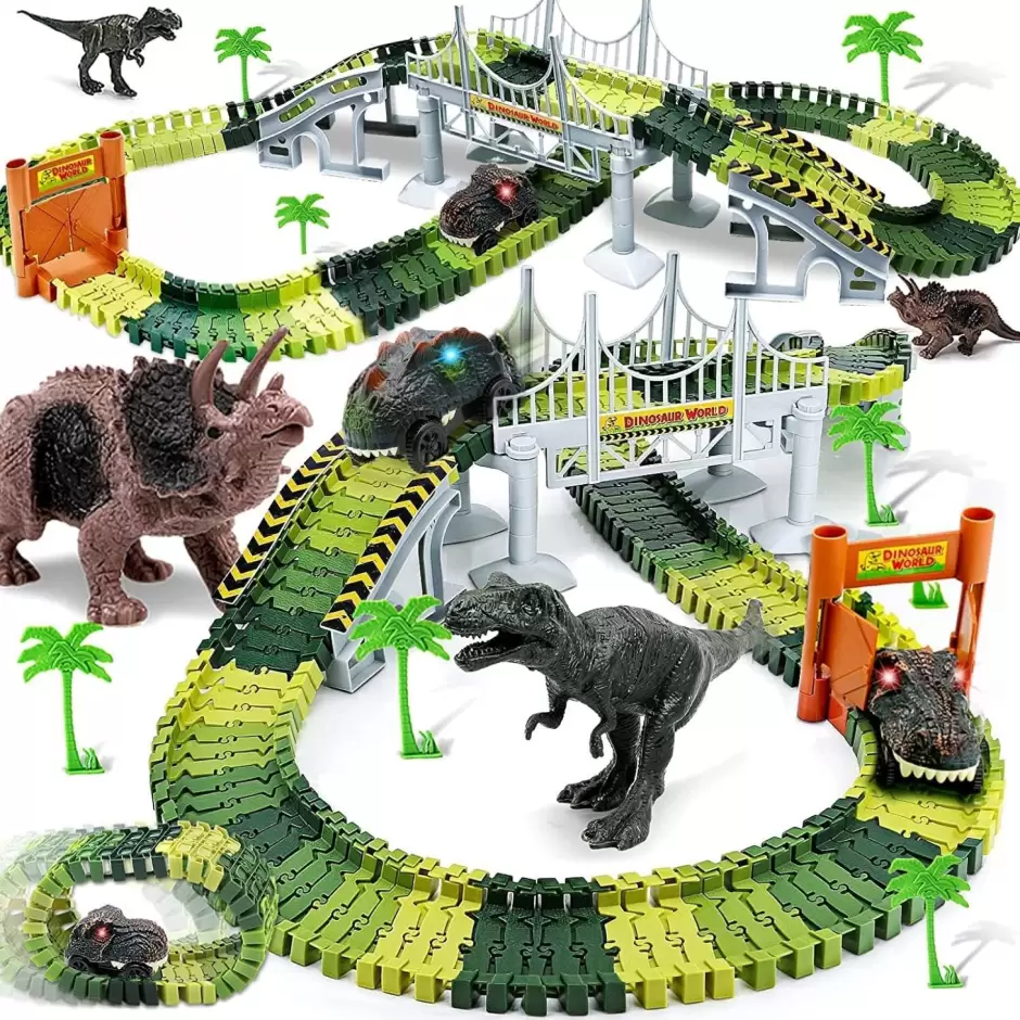 pista de tren de dinosaurios