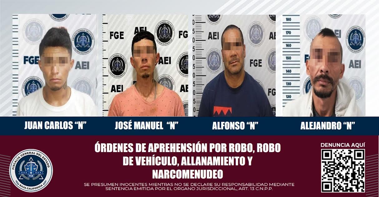 Detienen elementos de la FGE a cuatro sujetos con orden de aprehensión ...