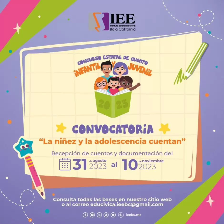 Convocatoria para el concurso estatal de cuento "La niez y la adolescencia cuentan"