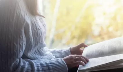 Nia leyendo en la ventana al exterior concepto de lectura